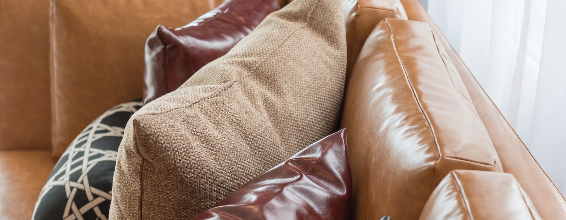 a sofa with pillows